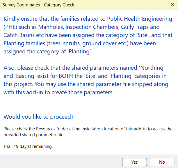 Category Check preflight dialog
