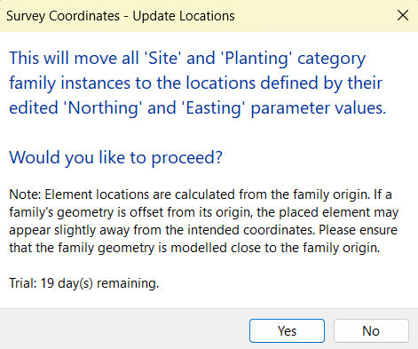 Update Locations confirmation dialog