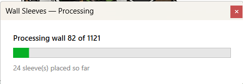 Processing progress bar — wall by wall with running sleeve count